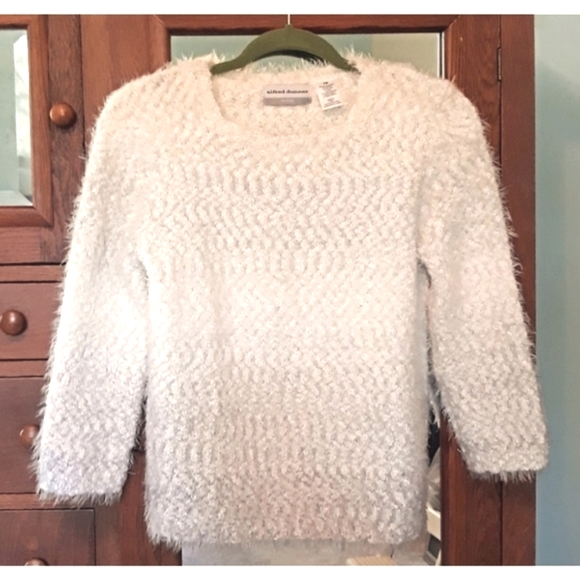 Silky Soft White Ombre Sweater 3/4 sleeve PM - Picture 6 of 6